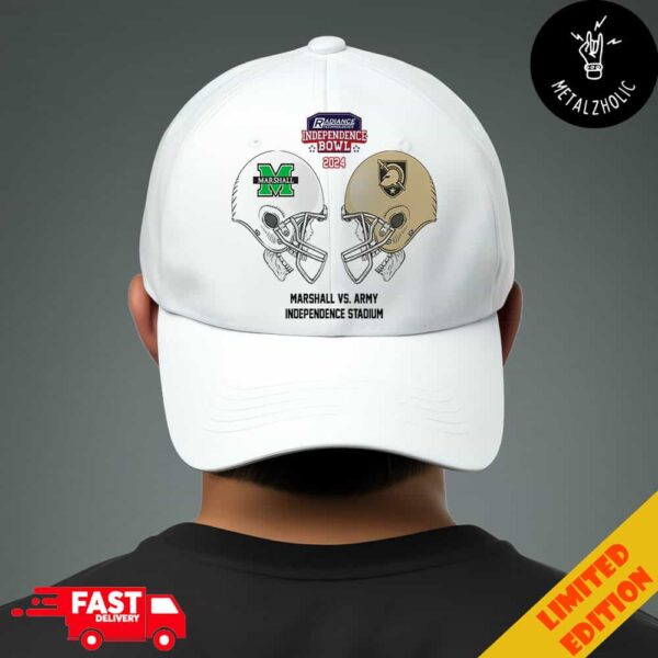 Radiance Technologies Independence Bowl NCAA 2024-2025 Bowl Games Marshall Thundering Herd vs Army Black Knights At Independence Stadium Skull Helmet Head To Head Classic Hat Cap