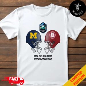 ReliaQuest Bowl NCAA 2024-2025 Bowl Games Alabama Crimson Tide vs Michigan Wolverines At Raymond James Stadium December 31 2024 Skull Helmet Head To Head T-Shirt