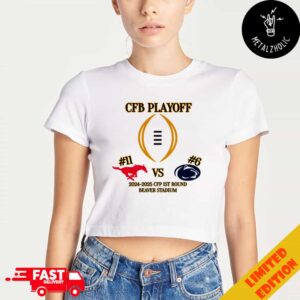 SMU Mustangs vs Penn State Nittany Lions First RD CFB Playoff NCAA 2024-2025 December 21st 2024 At Beaver Stadium University Park Pennsylvania Lady’s Cropped T-Shirt