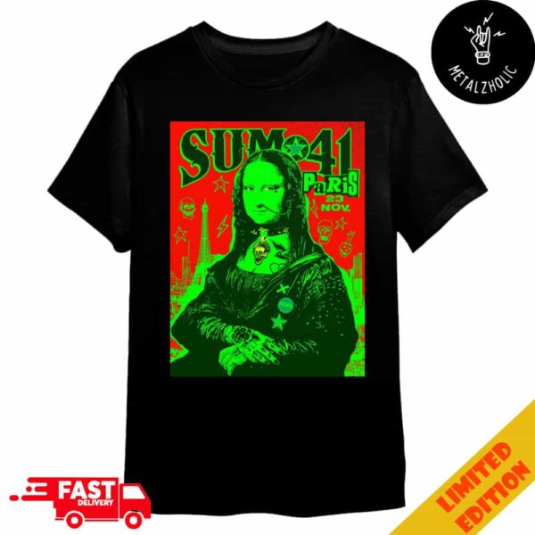 SUM 41 The Final Show In Europe In Paris The Official Concert Poster By Christopher Everhart 23 November 2024 Monalisa Merchandise T-Shirt