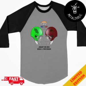 Servpro First Responder Bowl NCAA 2024-2025 Bowl Games North Texas Mean Green vs Texas State Bobcats At Gerald J Ford Stadium Skull Helmet Head To Head Raglan Shirt