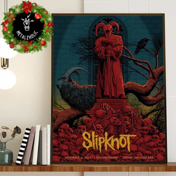 Slipknot Roars Into Zurich Tonight For Their 25th Anniversary December 11 2024 Hallenstadion Switzerland Here Comes the Pain Tour Poster Canvas