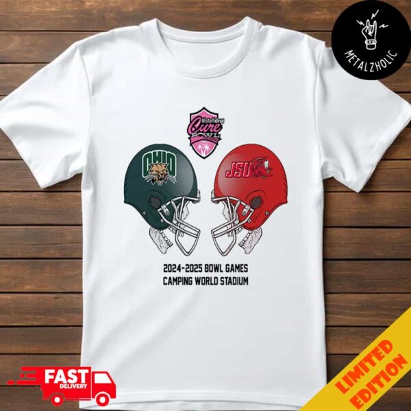 StaffDNA Cure Bowl NCAA Bowl Games Ohio Bobcats vs Jacksonville State At Camping World Stadium Floria December 20th 2024 Skull Helmet Head To Head T-Shirt