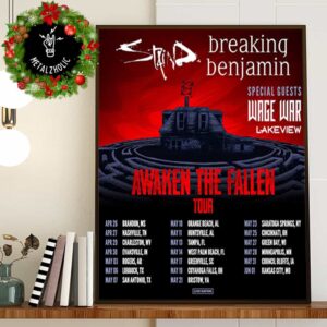 Staind x Breaking Benjamin x Wage War x Lakeview Awaken The Fallen Poster Tour Dates 2025 Poster Canvas