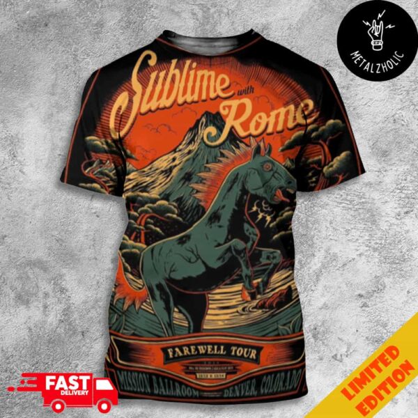 Sublime With Rome Farewell Tour 40th To Freedom Greatest Hits 13-14 December 2024 Mission Ballroom Denver Colorado All Over Print T-Shirt