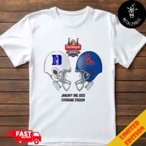 Taxslayer Gator Bowl NCAA 2024-2025 Bowl Games Duke Blue Devils vs Ole Miss Rebels At Duke Blue Devils Skull Helmet Head To Head T-Shirt