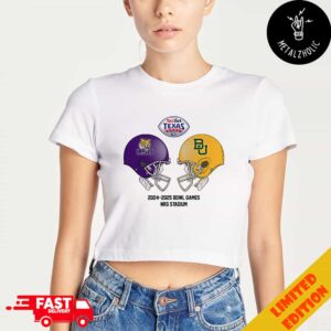 Texas Bowl NCAA 2024-2025 Bowl Games LSU Tigers vs Baylor Bears At NRG Stadium Skull Helmet Head To Head Lady’s Cropped T-Shirt