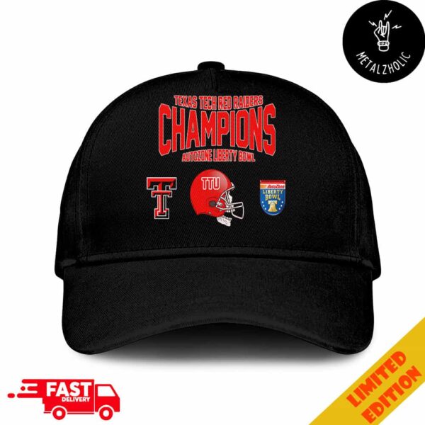 Texas Tech Red Raiders Champions Skull Helmet Logo Autozone Liberty Bowl 2024 NCAAF Bowl Games 2024-2025 Hat Cap