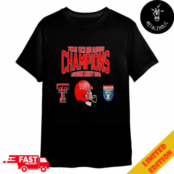 Texas Tech Red Raiders Champions Skull Helmet Logo Autozone Liberty Bowl 2024 NCAAF Bowl Games 2024-2025 Merchandise T-Shirt