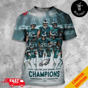 The Philadelphia Eagles Are 2024 NFC East Champions Fly Eagles Fly Poster Congratulations Winner All Over Print T-Shirt