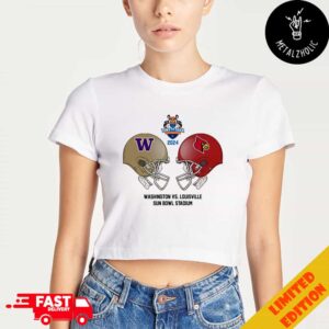 Tony The Tiger Sun Bowl NCAA 2024-2025 Bowl Games Louisville Cardinals vs Washington Huskies At Sun Bowl Stadium Skull Helmet Head To Head Lady’s Cropped T-Shirt