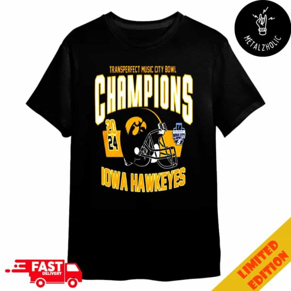 Transperfect Music City Bowl 2024 Champions Iowa Hawkeyes Helmet Logo NCAAF Bowl Games 2024-2025 Merchandise T-Shirt