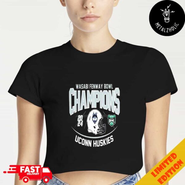 UConn Huskies Football Wasabi Fenway Bowl 2024 Champions Helmet Logo NCAAF Bowl Games 2024-2025 Cropped T-Shirt