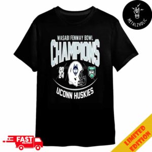 UConn Huskies Football Wasabi Fenway Bowl 2024 Champions Helmet Logo NCAAF Bowl Games 2024-2025 Merchandise T-Shirt