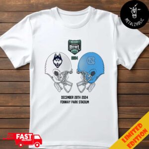 Wasabi Fenway Bowl NCAA 2024-2025 Bowl Games UConn Huskies vs North Carolina Tar Heels At Fenway Park Stadium Skull Helmet Head To Head T-Shirt