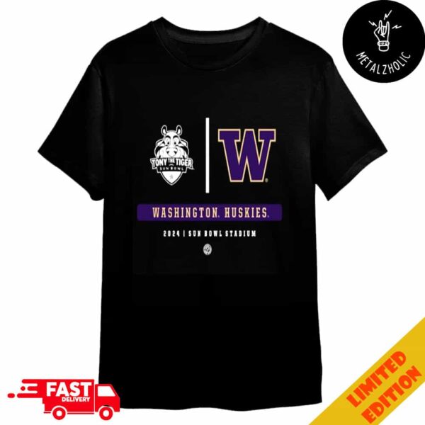 Washington Huskies Football Tony The Tiger Sun Bowl Champions 2024 At Sun Bowl Stadium NCAAF Bowl Games Season 2024-2025 Merchandise T-Shirt