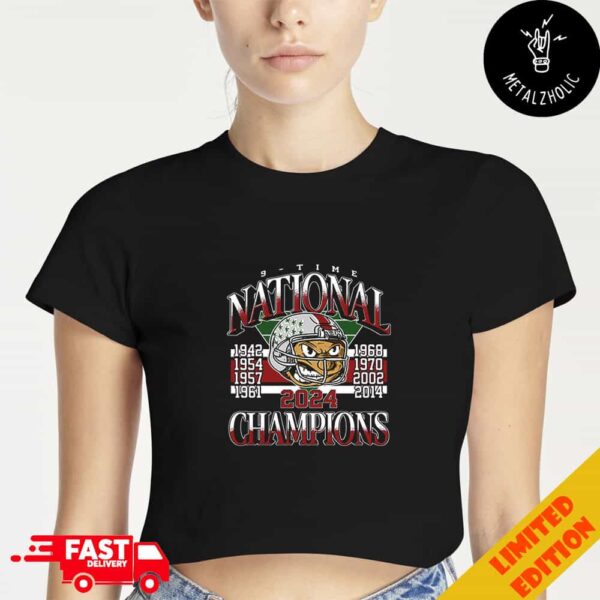 9-times National Championship College Football Playoff 1942-54-57-61-68-70-2002-2014-2024 Congratulations Ohio State Buckeyes Champions Cropped T-Shirt