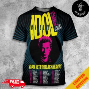 Billy Idol It’s Nice Day To Tour Again Joan Jett And The Blackhearts Tour Dates 2025 Poster All Over Print T-Shirt