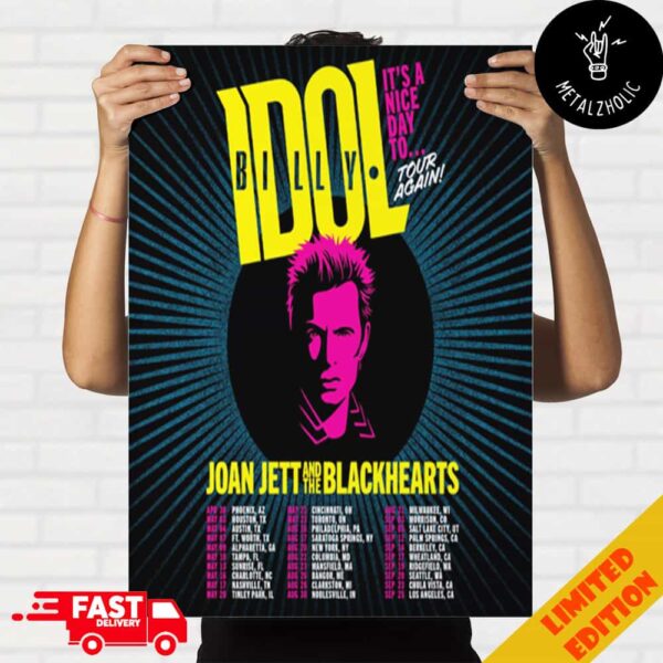 Billy Idol It’s Nice Day To Tour Again Joan Jett And The Blackhearts Tour Dates 2025 Poster Home Decoration Poster Canvas