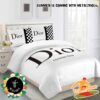 Dior White Background Flower With Logo Home Decor Bedding Set