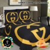 Gucci Golden Logo Bed Sheet Conforter Set With Pillow Cases Home Decor Bedding Set