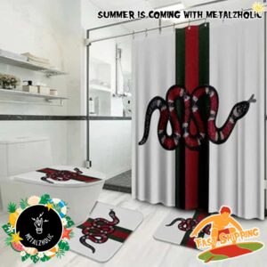 Gucci With Snake Logo White Pattern Home Decor Bathroom Set