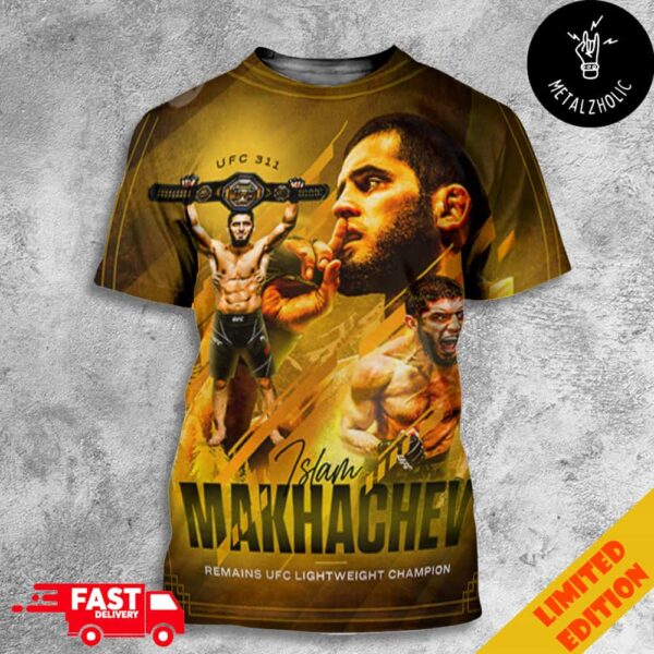 History For The Champ Islam Makhachev Has The Most Title Fight Wins In UFC 311 Lightweight History With Five Remains UFC Lightweight Champions 2025 All Over Print T-Shirt