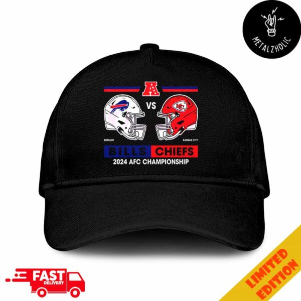 Kansas City Chiefs vs Buffalo Bills 2024 AFC Championship Helmet Head To Head Logo Hat Cap