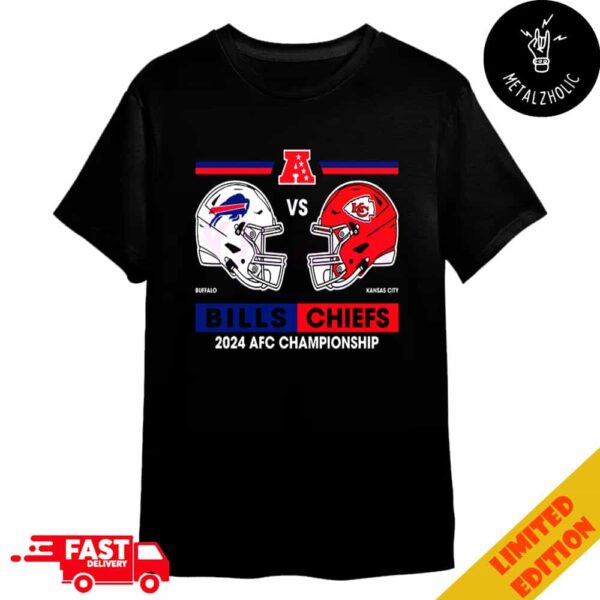 Kansas City Chiefs vs Buffalo Bills 2024 AFC Championship Helmet Head To Head Logo Merchandise T-Shirt