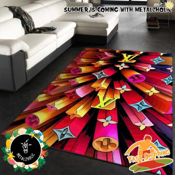 Louis Vuitton Colorful 3D Design Rug Carpet For Living Room