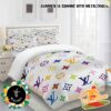 Dior White Background Flower With Logo Home Decor Bedding Set