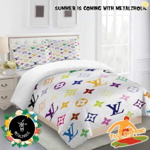 Louis Vuitton Logo Multicolor Bed Set Comforter Home Decor For Bed Room Bedding Set