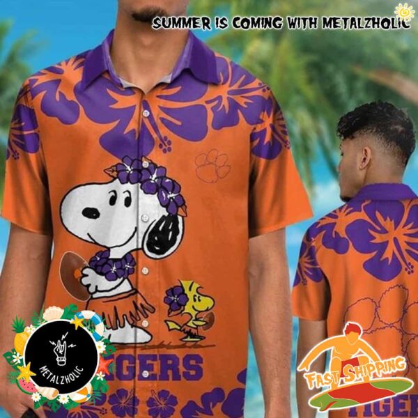 NCAA Clemson Tigers x Snoopy Floral Pattern Summer 2025 Hawaiian Shirt