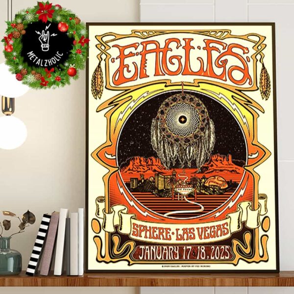 Official Poster For Eagles Band Residency At Sphere Las Vegas January 17-18 2025 By Fez Moreno Poster Canvas