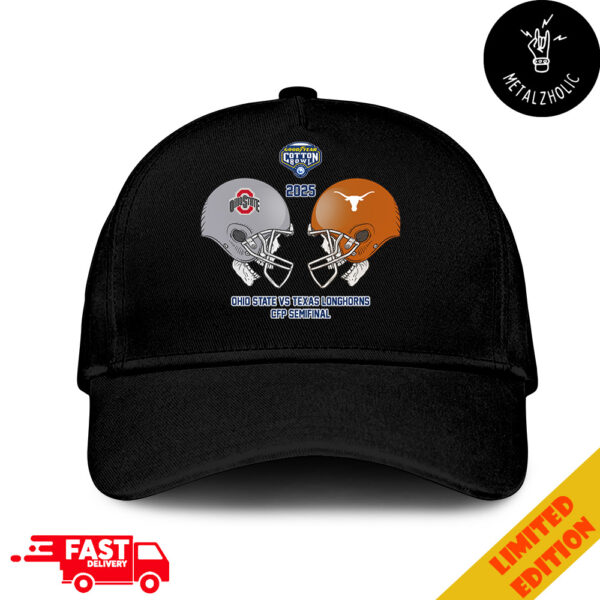 Ohio State Buckeyes vs Texas Longhorns Skull Head To Head Helmet Goodyear Cotton Bowl Classic CFP Semifinal NCAA Season 2024-2025 Hat Cap