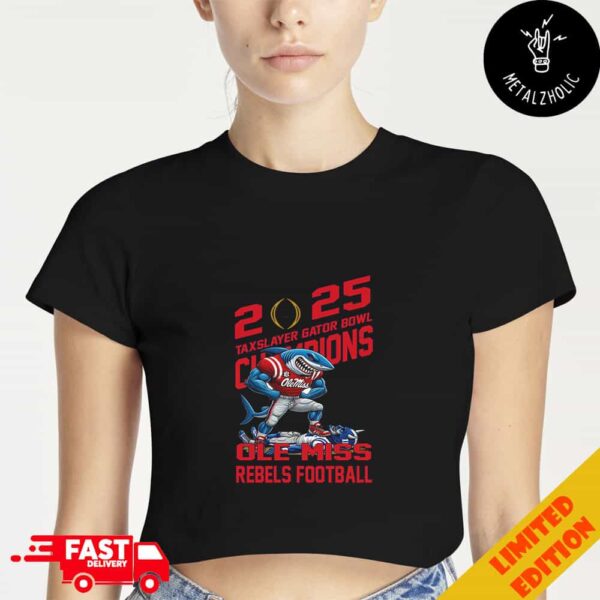 Ole Miss Rebels Defeat Duke Blue Devils Mascot TaxSlayer Gator Bowl Champions NCAA Bowl Games Season 2024-2025 Cropped T-Shirt