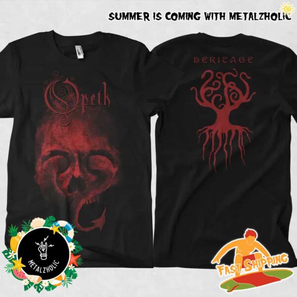 Opeth Band Heritage Skull New Merchandise 2025 Two Sides T-Shirt