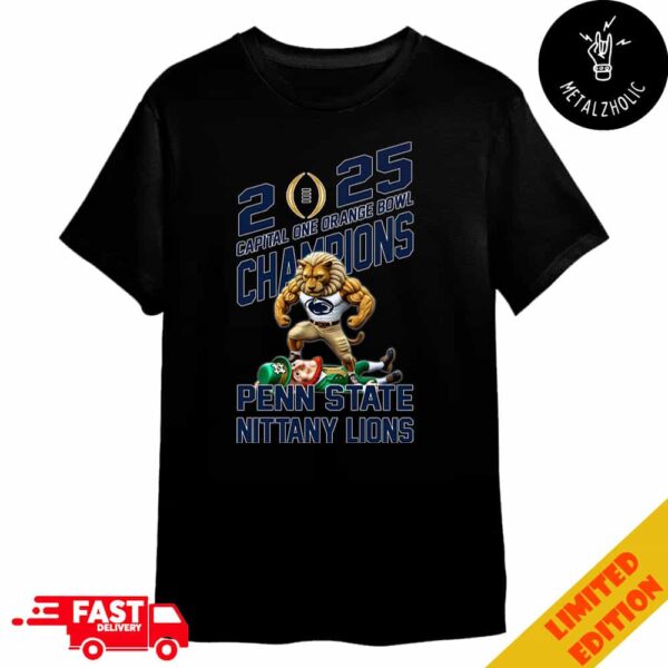 Penn State Nittany Lions Defeat Notre Dame Fighting Irish Mascot Capital One Orange Bowl CFP Semifinal Champions NCAA Bowl Games Season 2024-2025 Merchandise T-Shirt