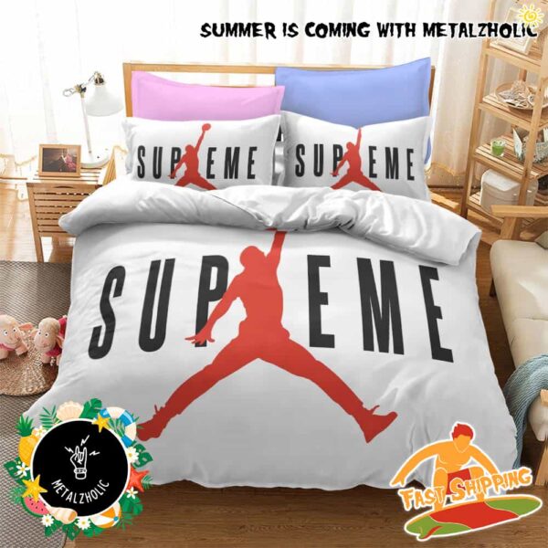 Supreme x Air Jordan Logo Fashion And Style Home Decor Bedding Set