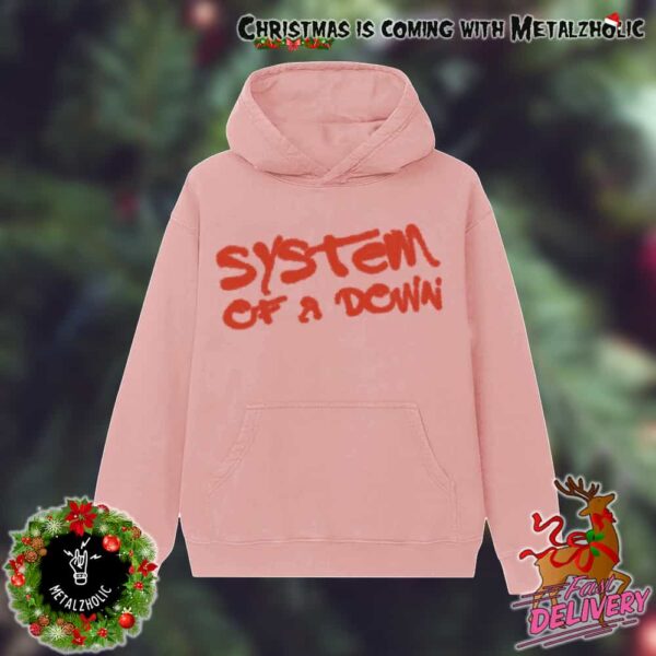 System Of A Down Puff Script Pink Hoodie Merchandise