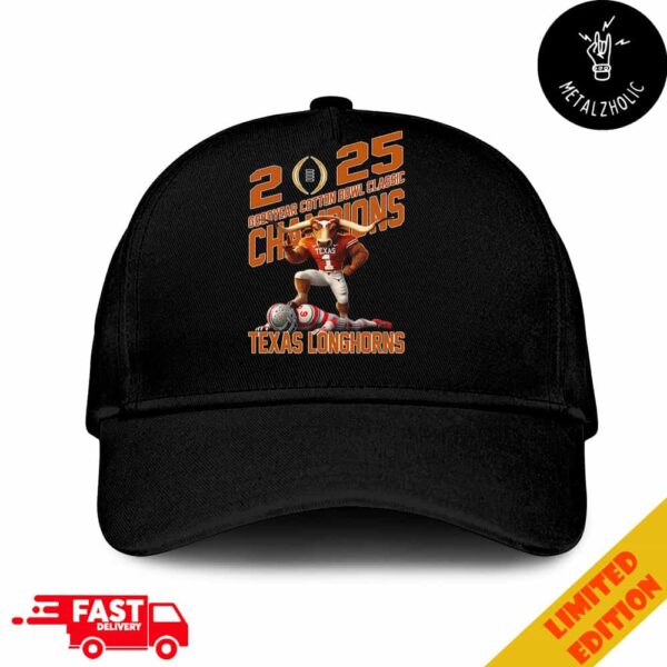 Texas Longhorns Defeat Ohio State Buckeyes Mascot Goodyear Cotton Bowl Classic Champions NCAA Bowl Games Season 2024-2025 Hat Cap