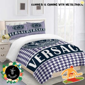 Versace Logo Blue Pattern Home Decor Bedding Set