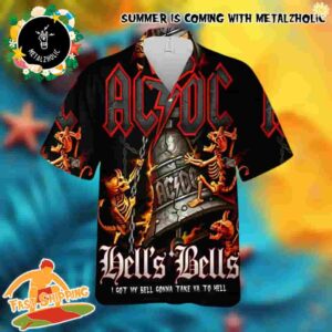 AC DC Hells Bells I Goy My Bell Gonna Take Ya To Hell Summer Devil Pattern Hawaiian Shirt