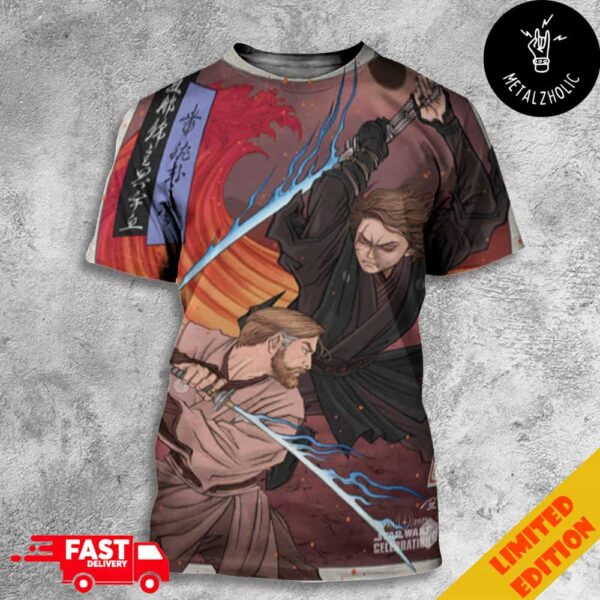 Anakin vs Obi-Wan Official Art For Star Wars Celebration Japan 2025 Created By Japanese Artist TAKUMI All Over Print T-Shirt