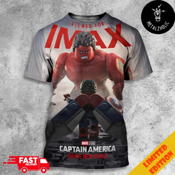 Check Out This Brick-Tacular Poster Inspired By LEGO For Marvel Studios Captain America Brave New World 2025 Movie All Over Print T-Shirt