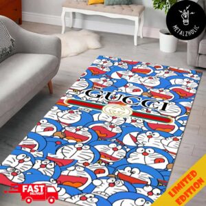 Cute Doraemon x Gucci Logo Home Decor For Living Room Rug Carpet