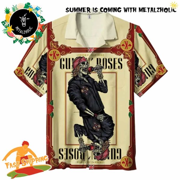 Guns N’ Roses Skeleton Rockstar Artwork Summer Hearts K Hawaiian Shirt And Beach Short