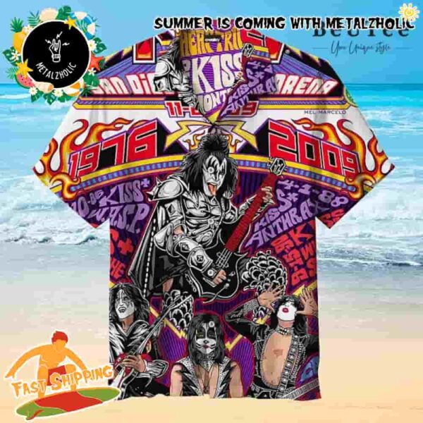 Kiss Rock Band Legends Tour 1976-2009 Summer Hawaiian Shirt And Beach Short