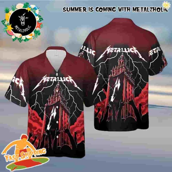 Metallica Red Lightning Summer Hawaiian Shirt And Beach Short Heavy Metal Fans