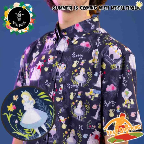 RSVLTS Summer Limited Disney’s Alice In Wonderland Curiouser And Curiouser Hawaiian Shirt And Beach Short